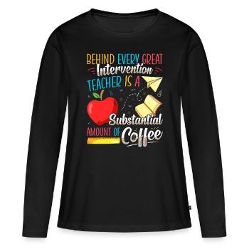 Enseignant d’intervention, Spécialiste de l’intervention - T-shirt manches longues Premium bio Femme - noir - Devant - Julia (174cm)