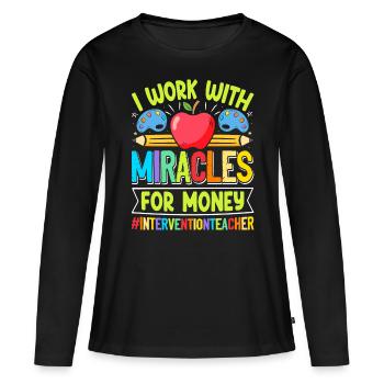Enseignant d’intervention, Spécialiste de l’intervention - T-shirt manches longues Premium bio Femme - noir - Devant - Julia (174cm)