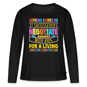 Enseignant d’intervention, Spécialiste de l’intervention - T-shirt manches longues Premium bio Femme - noir - Devant - Julia (174cm)