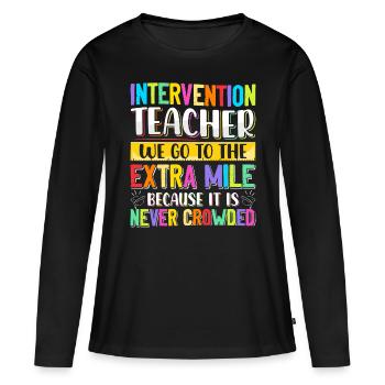 Enseignant d’intervention, Spécialiste de l’intervention - T-shirt manches longues Premium bio Femme - noir - Devant - Julia (174cm)