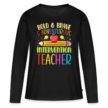 Enseignant d’intervention, Spécialiste de l’intervention - T-shirt manches longues Premium bio Femme - noir - Devant - Julia (174cm)