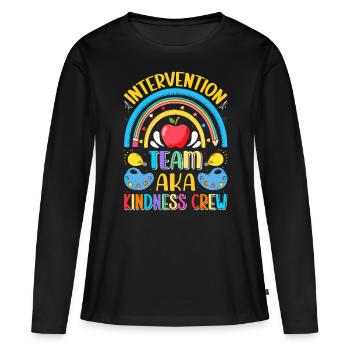 Enseignant d’intervention, Spécialiste de l’intervention - T-shirt manches longues Premium bio Femme - noir - Devant - Julia (174cm)