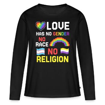 L’amour Une déclaration pour l’égalité Diversité - T-shirt manches longues Premium bio Femme - noir - Devant - Julia (174cm)