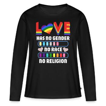 L’amour Une déclaration pour l’égalité Diversité - T-shirt manches longues Premium bio Femme - noir - Devant - Julia (174cm)