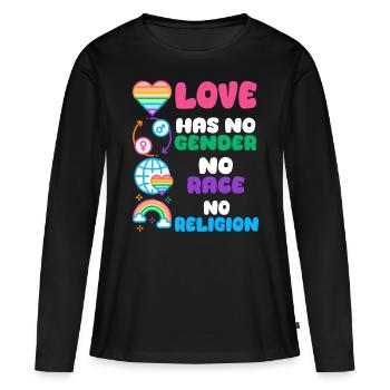 L’amour Une déclaration pour l’égalité Diversité - T-shirt manches longues Premium bio Femme - noir - Devant - Julia (174cm)