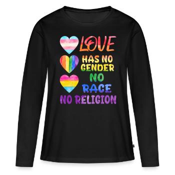 L’amour Une déclaration pour l’égalité Diversité - T-shirt manches longues Premium bio Femme - noir - Devant - Julia (174cm)