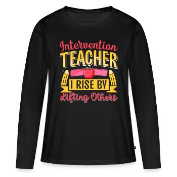 Enseignant d’intervention, Spécialiste de l’intervention - T-shirt manches longues Premium bio Femme - noir - Devant - Julia (174cm)