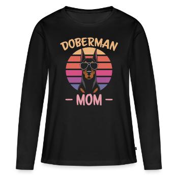 Dobermann Spruch Mama Lustiges Dobermann Geschenk - Frauen Premium Bio Langarmshirt - Schwarz - Vorne - Julia (174cm)