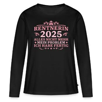 Rente Abschied 2025 Kollegin Rentnerin - Frauen Premium Bio Langarmshirt - Schwarz - Vorne - Julia (174cm)