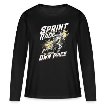 Sprint Athlétisme Sprint - T-shirt manches longues Premium bio Femme - noir - Devant - Julia (174cm)