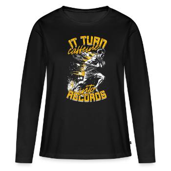 Sprint Athlétisme Sprint - T-shirt manches longues Premium bio Femme - noir - Devant - Julia (174cm)