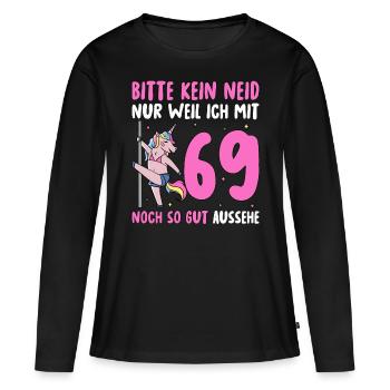 Please No Envy 69 Birthday - Women's Premium Organic Long Sleeve Shirt - black - Front - Julia (174cm)