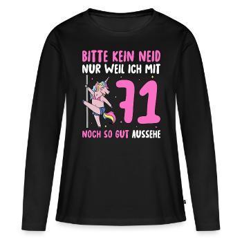 Please No Envy 71 Birthday - Women's Premium Organic Long Sleeve Shirt - black - Front - Julia (174cm)