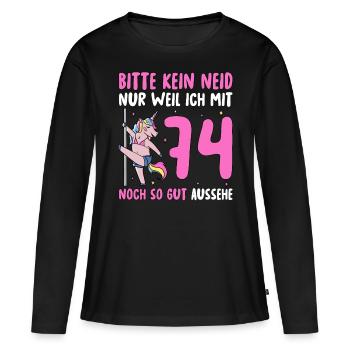 Please No Envy 74 Birthday - Women's Premium Organic Long Sleeve Shirt - black - Front - Julia (174cm)