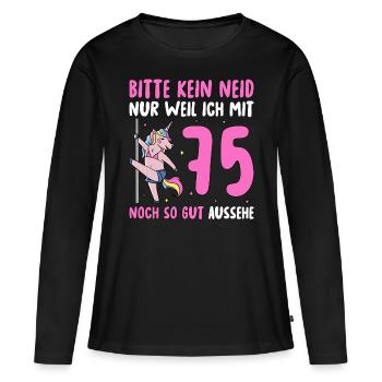 Please No Envy 75 Birthday - Women's Premium Organic Long Sleeve Shirt - black - Front - Julia (174cm)