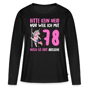 Please No Envy 78 Birthday - Women's Premium Organic Long Sleeve Shirt - black - Front - Julia (174cm)