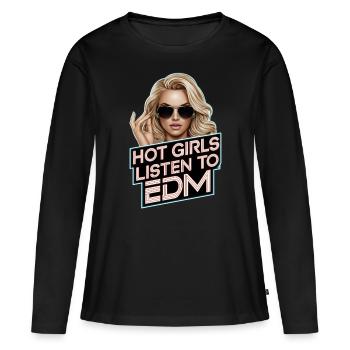 Les filles chaudes écoutent de l’edm - T-shirt manches longues Premium bio Femme - noir - Devant - Julia (174cm)