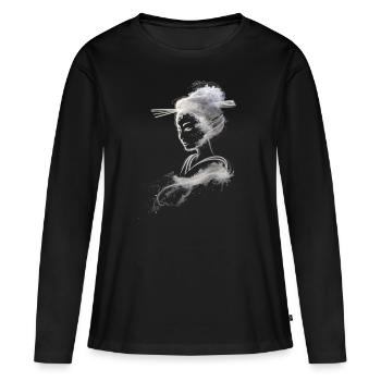 Poussière blanche Geisha - T-shirt manches longues Premium bio Femme - noir - Devant - Julia (174cm)