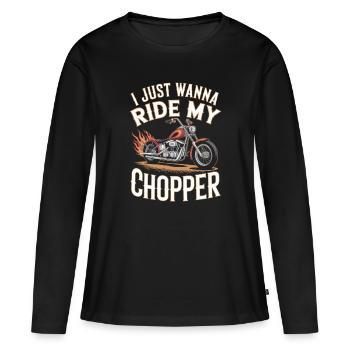 Je veux juste chevaucher mon cuivre - T-shirt manches longues Premium bio Femme - noir - Devant - Julia (174cm)