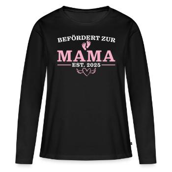 Frischgebackene Mama 2025 Babyparty - Frauen Premium Bio Langarmshirt - Schwarz - Vorne - Julia (174cm)