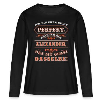 Drôle ALEXANDER pour la Journée du Nom avec Nom Nom - T-shirt manches longues Premium bio Femme - noir - Devant - Julia (174cm)