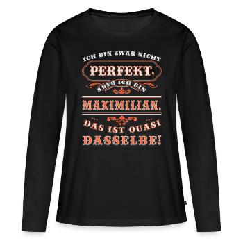 Drôle de MAXIMILIAN pour la Journée du Nom avec Nom Nom - T-shirt manches longues Premium bio Femme - noir - Devant - Julia (174cm)