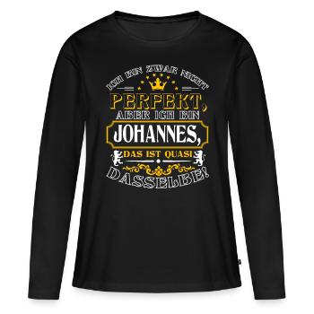 JOHANNES drôles pour la Journée du Nom avec Nom Nom - T-shirt manches longues Premium bio Femme - noir - Devant - Julia (174cm)