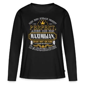 Drôle de MAXIMILIAN pour la Journée du Nom avec Nom Nom - T-shirt manches longues Premium bio Femme - noir - Devant - Julia (174cm)