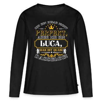 LUCA drôle pour la journée du nom avec le nom du nom - T-shirt manches longues Premium bio Femme - noir - Devant - Julia (174cm)