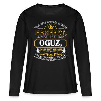 OGUZ drôle pour la journée du nom avec le nom - T-shirt manches longues Premium bio Femme - noir - Devant - Julia (174cm)