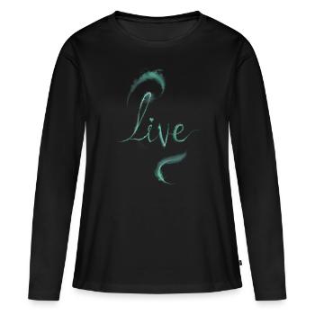 Poussière verte vivante - T-shirt manches longues Premium bio Femme - noir - Devant - Julia (174cm)