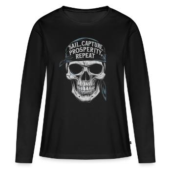 Piratensegel erobern Souveränität Wiederholung - Frauen Premium Bio Langarmshirt - Schwarz - Vorne - Julia (174cm)