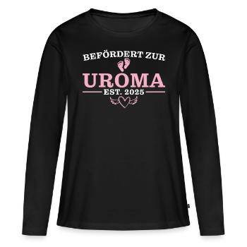 Frischgebackene Uroma 2025 Babyparty - Frauen Premium Bio Langarmshirt - Schwarz - Vorne - Julia (174cm)