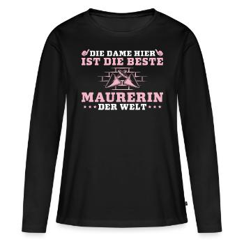 Beste Maurerin der Welt Maurermeisterin - Frauen Premium Bio Langarmshirt - Schwarz - Vorne - Julia (174cm)