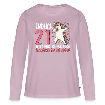 Finally 21 Now just growing up - Women's Premium Organic Long Sleeve Shirt - dusky pink - Front - Julia (174cm)