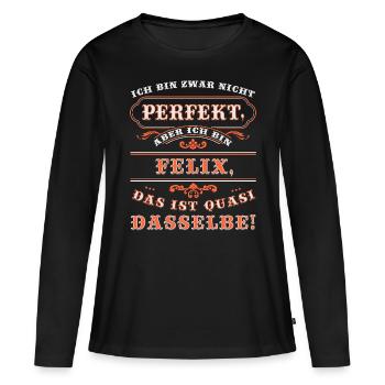 FELIX drôle pour la journée du nom avec le nom du nom - T-shirt manches longues Premium bio Femme - noir - Devant - Julia (174cm)