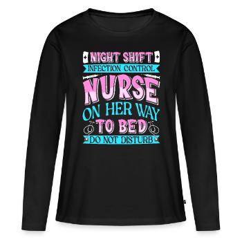 Contrôle des infections chez les soignants - T-shirt manches longues Premium bio Femme - noir - Devant - Julia (174cm)