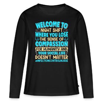 Contrôle des infections chez les soignants - T-shirt manches longues Premium bio Femme - noir - Devant - Julia (174cm)