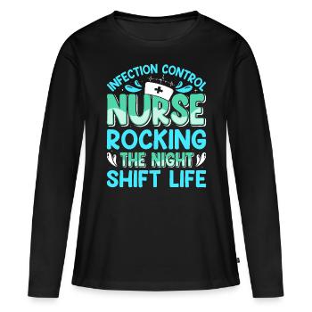 Contrôle des infections chez les soignants - T-shirt manches longues Premium bio Femme - noir - Devant - Julia (174cm)