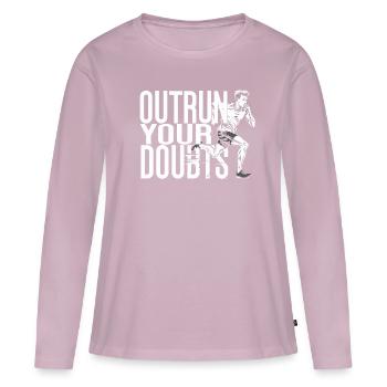 Sprint Athletics Dépassez vos doutes - T-shirt manches longues Premium bio Femme - rose poudré - Devant - Julia (174cm)
