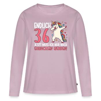 Finally 36 Now just growing up - Women's Premium Organic Long Sleeve Shirt - dusky pink - Front - Julia (174cm)