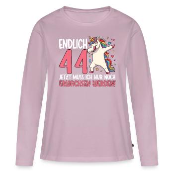 Finally 44 Now just growing up - Women's Premium Organic Long Sleeve Shirt - dusky pink - Front - Julia (174cm)