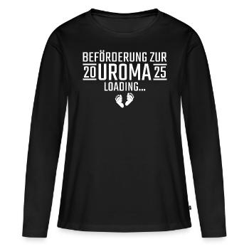 Beförderung zur Uroma 2025 loading - Frauen Premium Bio Langarmshirt - Schwarz - Vorne - Julia (174cm)