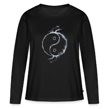 Yin Yang - T-shirt manches longues Premium bio Femme - noir - Devant - Julia (174cm)
