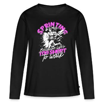 Sprint Leichtathletik Sprinten - Frauen Premium Bio Langarmshirt - Schwarz - Vorne - Julia (174cm)