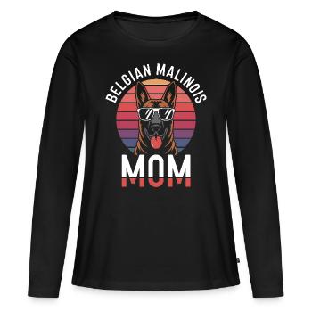 Berger Belge Dicton Malinois Cadeau - T-shirt manches longues Premium bio Femme - noir - Devant - Julia (174cm)