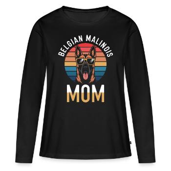 Berger Belge Dicton Malinois Cadeau - T-shirt manches longues Premium bio Femme - noir - Devant - Julia (174cm)