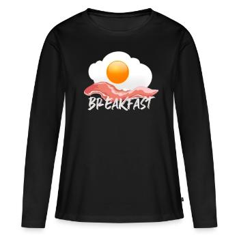 Oeuf au bacon - petit-déjeuner - T-shirt manches longues Premium bio Femme - noir - Devant - Julia (174cm)
