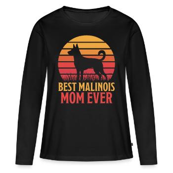 Berger Belge Dicton Malinois Cadeau - T-shirt manches longues Premium bio Femme - noir - Devant - Julia (174cm)