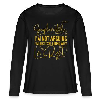 Saxophoniste Saxophoniste Je ne suis pas - T-shirt manches longues Premium bio Femme - noir - Devant - Julia (174cm)
